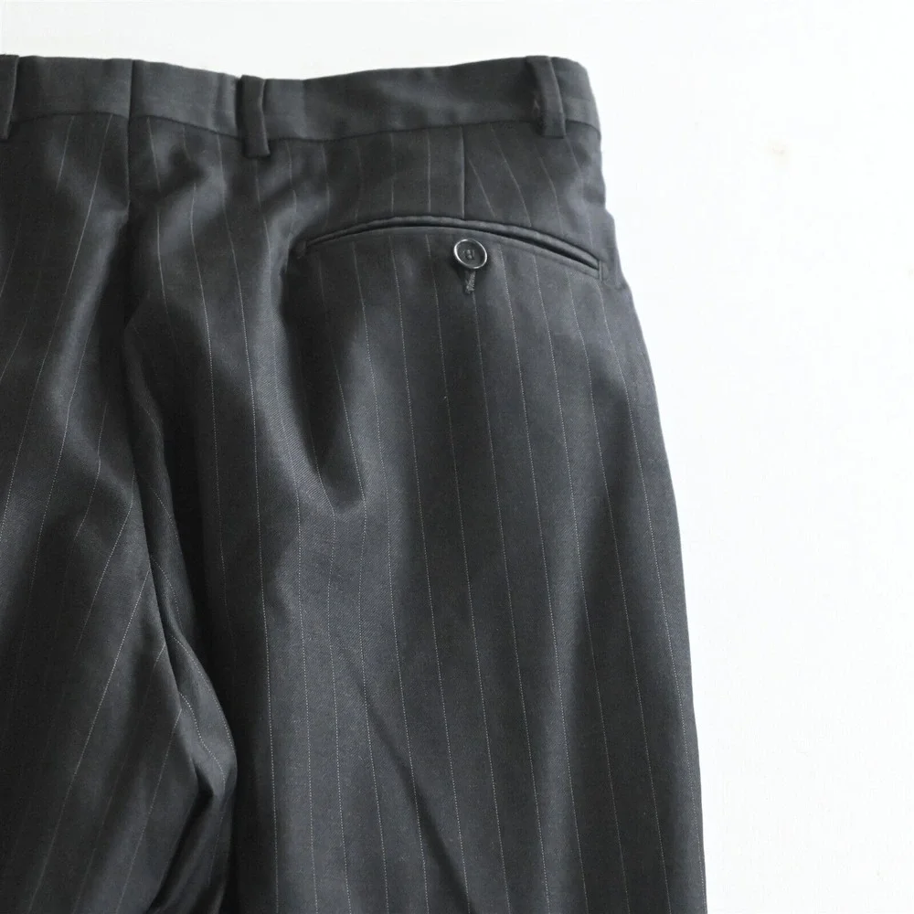 Jos A Bank 41L 42L 32x30 Gray Stripe Signature Gold Wool‎ Mens Jacket Pants Suit